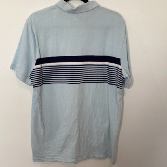 Puma Men Blue White Striped Collared Button Down Polo Short Sleeve Shirt Size XL - Picture 8 of 11